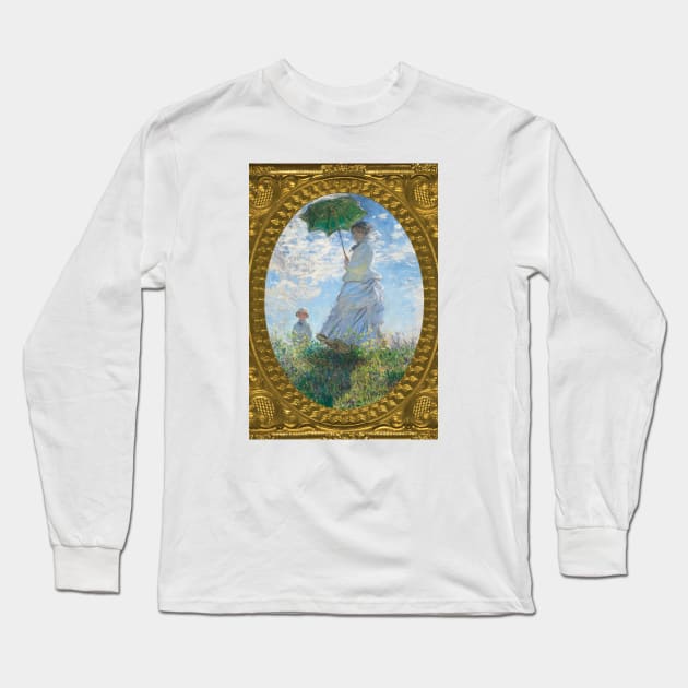 MONET - Claude Monet's Madame Monet and Her Son (1875) by Claude Monet Portrait GOLD FRAME PORTRAIT Long Sleeve T-Shirt by theartistmusician